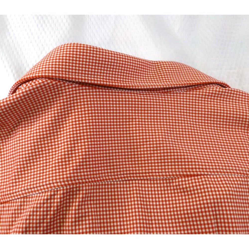 Murano Mens Slim Fit Orange & White Gingham Performance Shirt Size L - Picture 10 of 10
